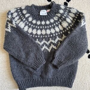 Zara Kids Gray and White Patterned Sweater and Mustard Color Sweater